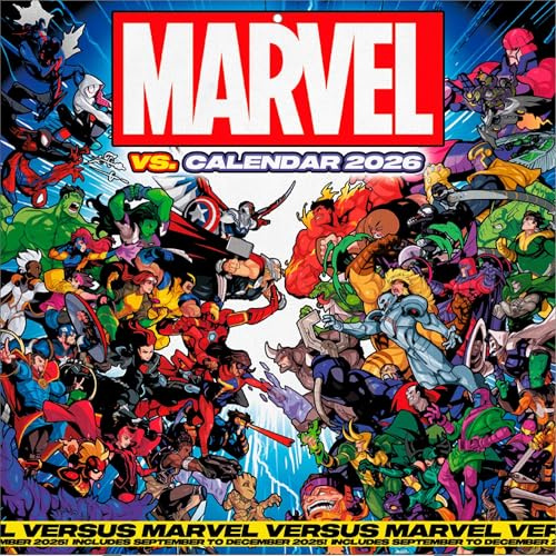 Pyramid International - MARVEL 2026 – Broschürenkalender 30×30 cm mit 12 Motiven von Spider-Man, Iron Man, Thor & Captain America, Wandkalender für Superhelden-Fans