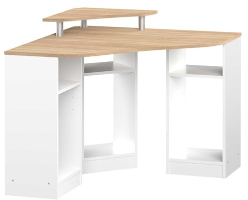 Symbiosis Corner, scrivania ad angolo bianca e rovere naturale 94x94x83,4 cm