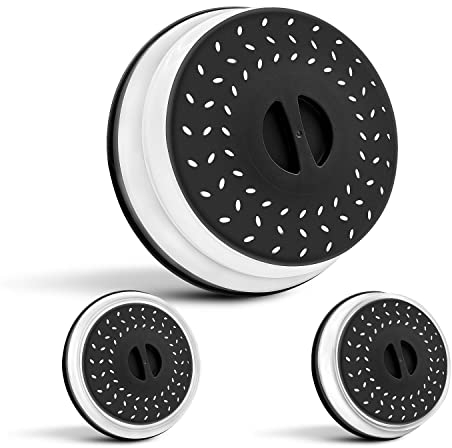 Colonel Cook Coperchio per Microonde |26 CM|✮GARANZIA A VITA✮ - Coperchio Microonde in Silicone, Pieghevole, Antischizzi, con Valvola per Sfiato del Vapore, Tappo Microonde per Piatti e Ciotole - Nero