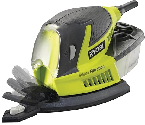 RYOBI Deltaschleifer RPS80-G, 80 W, Delta-Schleifplatte 99 x 149 mm | DustTech Staubabsaugung, integrierter Schleiffinger, inkl. 6 Schleifblätter
