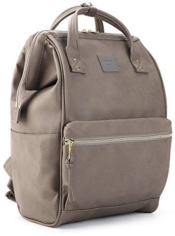 Kah&Kee Leather Laptop Backpack for Women, 14-15 Inch Professional Work Bag, Water-Resistant Vegan Leather Doctor Bag Backpack for Teacher, Nurse & Travel, Fits MacBook Pro 15 (Gray,Medium)