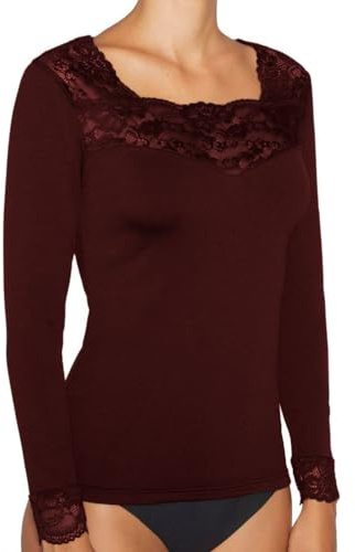 YSABEL MORA Camiseta Térmica Mujer Manga Larga Encaje, Ropa Térmica Invierno Frío Extremo, Interior Deportivo Nieve, Diseño Mediterráneo Sostenible, Hecho en Valencia