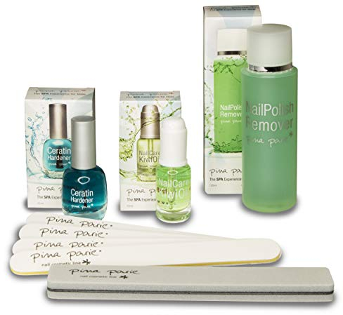 pina parie Nagelreparaturset | 15ml Keratinhärter, 125ml Nagellackentferner, 10ml Nagelpflege-Öl, 5 Nagelfeilen | Pflege & Reparaturset | Hand & Fußpflege, Maniküre, Pediküre | Nail repair | 8-teilig