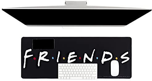 Paladone Friends TV-show logotyp skrivbordsmatta 40 x 80 centimeter, kontorsskrivbordsunderlägg laptopmatta för kontor och hem, vit, en storlek, PP8827FR