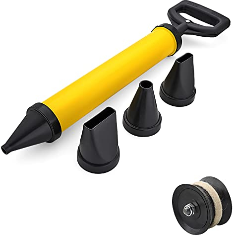 EXLECO Pistola per Fughe per Malta a Mano con 4 Ugelli, 1 Pistone di Gomma, Pistone di Gomma, Pistola per Malta, Pistola per Fughe con Accessori