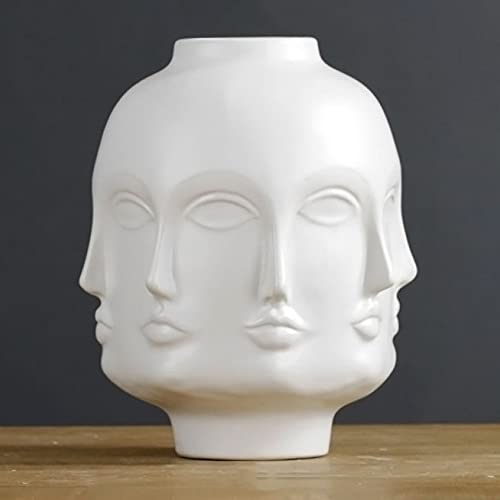 LONG-L Gesichtsvase, Blumentopf,Kopf Vase Gesicht Pflanzer,Vase Weiß Kleine Blumenvase,Indoor Sukkulenten Pflanzer,Artwork Für Home Office Decor Geschenkidee,B