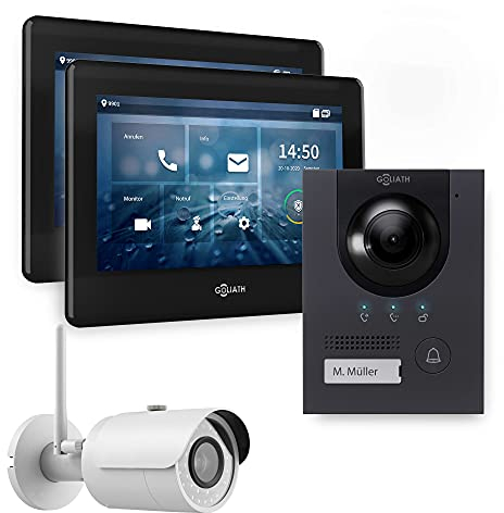 Goliath Hybrid | 2-Draht Bus | Full-HD Video Türsprechanlage | App | 1-Fam | 2 x Full-Touchscreen 17,78 cm (7) | Aluminium Unterputz Türstation | 180° Ultra-Weitwinkel | AV-BUS-130