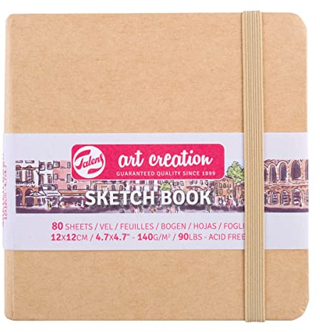 Koninklijke Talens B.V. Royal Talens Art Creation Sketch Book, 140g, 80 Blatt, Skizzenbuch mit Einband fürs Zeichnen, Studien, Urban Sketching und mehr (Natur, 12x12cm)