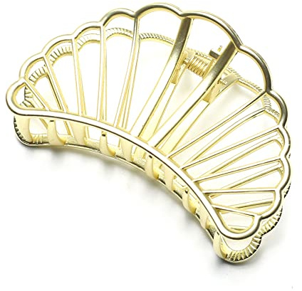 QinGoo Groß Metall Schale Haarklammer für Damen Klauen Haarspange Haar clips Schöne Haarschmuck, 8cm, Matt Gold