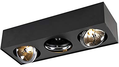 Qazqa Verstellbarer Deckenstrahler, Deckenspot - Kaya - Schwarz, max. 8W, Geeignet für LED, 46cm, 3-flammig, Ideal als Wohnzimmerlampe, Küche lampe und