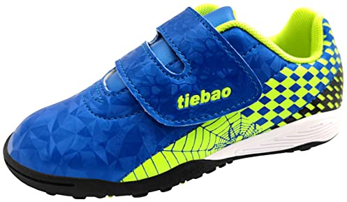 tiebaoGanar Unisex-Kind Fußball Cleats Rasen Schuhe Sport Outdoor Feste Boden Trainer Fußballschuhe Jungen Mädchen Haken und Schleife Gr.23-27