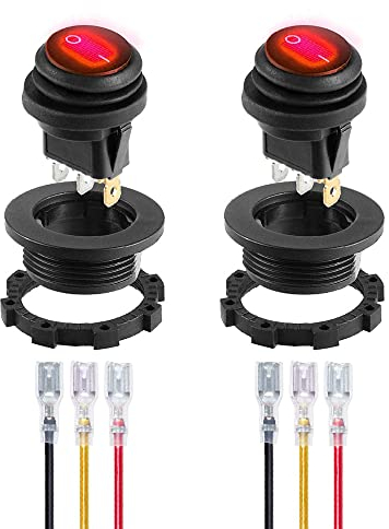 Gebildet Wasserdichter Roter LED Wippschalter mit Rundem Gehäuse 3-pin 12DC-20A/24VDC-10A für Kfz Auto LKW Wippschalter EIN/AUS -2Pack