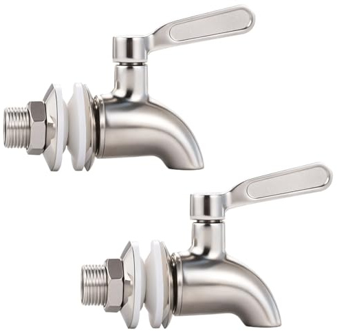 Ceaeso Spigot for Beverage Dispenser，Stainless Steel Spigot for Drink Dispenser, Water Dispenser Faucet, Fits Gravity Filter Systems ， Lead-Free, 2 Pack