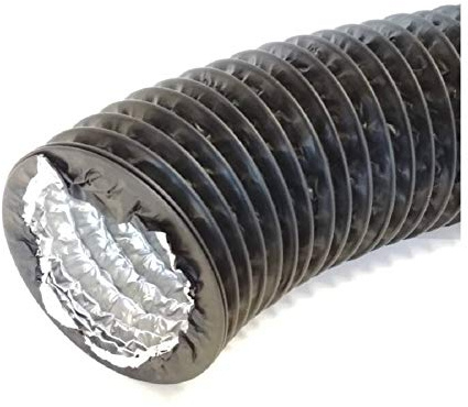 Ø 125mm Tuyau d'Evacuation Flexible en Aluminium/PVC - Tube de Ventilation pour Sèche-linge Extracteur Aérateur d'Air - 3m Noir Conduit d'air