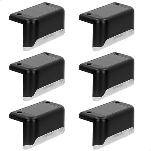 AKTIVE 61560, Pack de 6 Lámparas solares de luz cálida, Luz continua entre 6 y 8 horas, Impermeable, farolas solares, luces solares led exterior, Para escaleras, barandillas y paredes