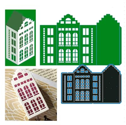 Sredwtk 3D Haus Stanzschablonen Laterne Weihnachten Cutting Dies Papierbasteln Schablonen für DIY Scrapbooking, Fotoalbum, Karte, Papier Dekoration, Geschenk（Klein）