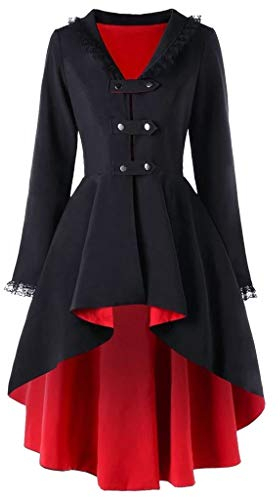 Trailrest Robe d'Halloween pour femme - Robe de vampire courte noire - Costume gothique - Costume élégant - Robe de cocktail pour homme - Longueur genou - Robe de soirée élégante courte