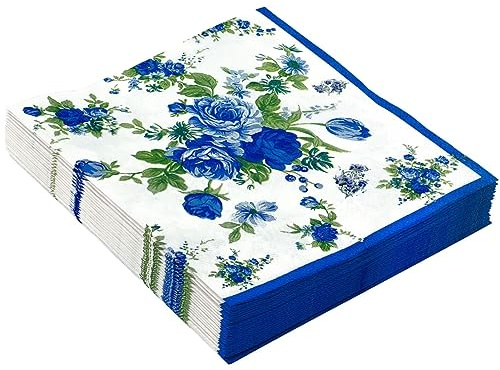Fleur Serviette Papier 2 Plis (33 x 33 cm) I Lot de 20 I Serviette de Table Papier Idéal pour les Anniversaires, les Fêtes Patronales, les Garden Parties, les Fêtes de Famille