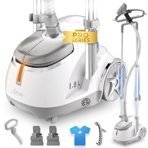 SALAV® - Vaporizador profesional de pie con cable de alimentación retráctil, control de pedal de pie, ruedas para un movimiento más fácil (plata)