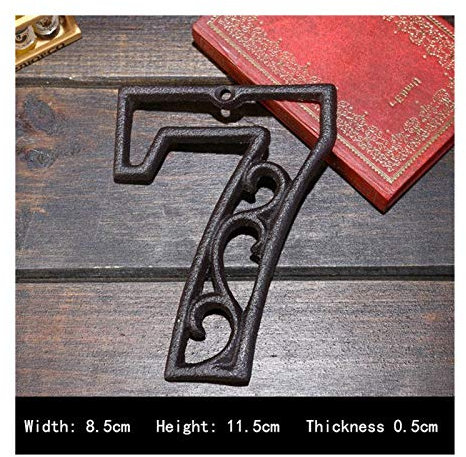 HKYBCF Türnummer Industrie Cast Iron House Stil Tür Zahlen Adresse Customized Anzahl for Home Restaurant Wand Wohnzimmer (Color : 7, Size : 11.5cm)