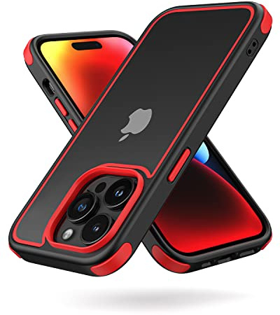 MobNano for iPhone 14 Pro Max Case, [Multi-Color][Shockproof] [Dropproof] Bumper Case, [Non-Yellowing] Clear Back Case - Black/Red