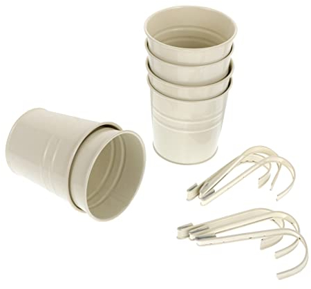 ABOOFAN Metall Pflanzkübel Mit Haken 6 Stück Cremefarben 10x10x8cm Mit Ablauflöchern Pflanzenhalter Für Haus Und Garten Drinnen Draußen Für Sukkulenten Und Blumen