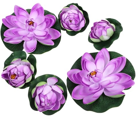 TOPPERFUN 6piezas Simulación De para Estanque Lirios De Artificiales De Plástico Decoración De Estanques Flores De Color Plantas Artificiales para Uso Jardín De Agua