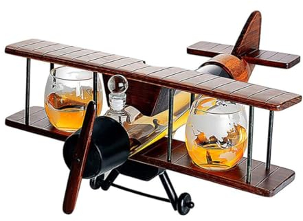 BYERZ Decantador de Whisky para Hombre Decantador de Whisky en Forma de avión, contenedor de Vino, dispensador de Whisky, Botella de Whisky de Vidrio de borosilicato Alto Set de Regalo de Licor