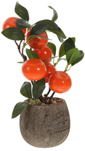 TOPPERFUN Simulierter Orange Bonsai Für Zuhause Und Büro Künstliche Ornament Pflegeleichtes Wohnaccessoire Mit Realistischen Details