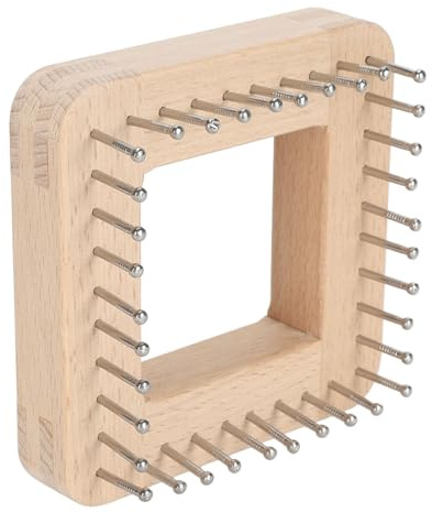 Fockety Wooden Knitting Loom, Handcrafts DIY Board Square Knitting Loom, Wooden Scarf Knitting Loom with Non Detachable Nails for Making Cushions, Scarves, Hats, Headbands, Shawls