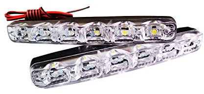 EKSAVE High Power 6W 12V 6000K Xenon Slim COB LED DRL Daytime Running Light Lamp Daylight Lamp For Car SUV Sedan Coupe Vehicle Universal Xenon White, pack of 2