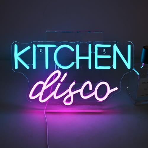 JURONG LED Neon Sign for Wall Decor, Kitchen Disco Neon Light, USB Powered Dimmable, 5V/2A, 19.1x16.5, for Home, Party, Gift, Office, Bedroom, Kitchen