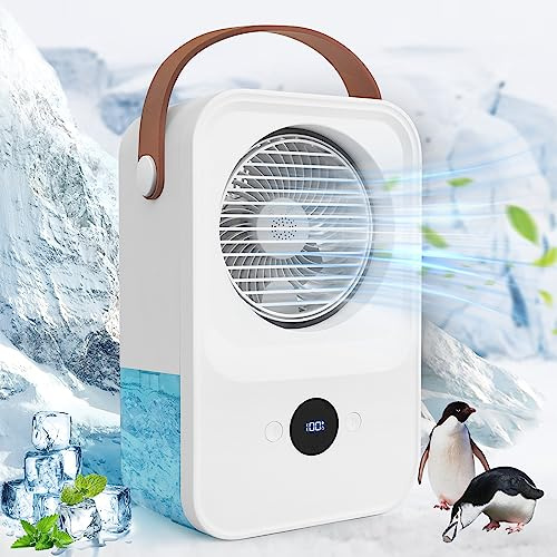 Aire acondicionado portátil, enfriador de aire evaporativo de 4 velocidades, humidificador, ventilador de escritorio personal con tanque de agua grande, mini enfriador de aire USB con humidificador en