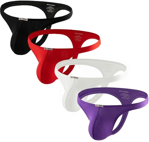 Summer Code Tanga G-String för Hombre Talle Bajo Bikini Trosor Ropa Interior Transpirable Tanga Calzoncillos, 4-pack flerfärgade, XXL