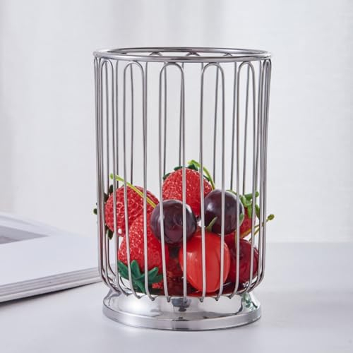 GLOBALHUT Cesto per frutta in acciaio , antigraffio, antiscivolo, aperto in filo metallico, per frutta e verdura, moderno, mantiene la frutta fresca più a lungo