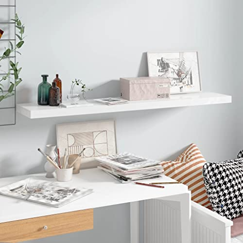 CINDERFUL Schweberegal Hochglanz-Weiß 120x23,5x3,8 cm MDF,Schwebendes Wandregal Weiß in WabenDesign Eleganter Platzsparer für Zuhause und Büro Aufbewahrung & Organisation