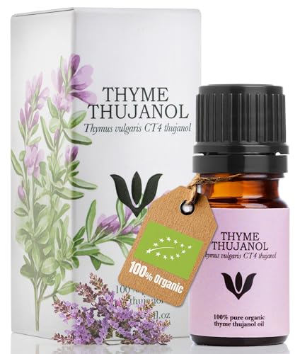 SANICULA Aceite Esencial de Tomillo Tujanol - 100% Puro y Bio, 5 ml | Destilado al vapor para difusor, velas y aromaterapia | Aroma herbal suave | Fácil de dosificar | 100% puro, vegano