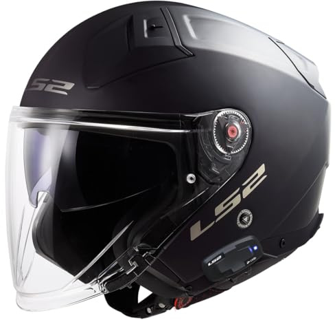 LS2 OF603 Infinity II Mit Intercom Open Face Helm Motorradhelm Jethelm mit Sonnenblende, XXL