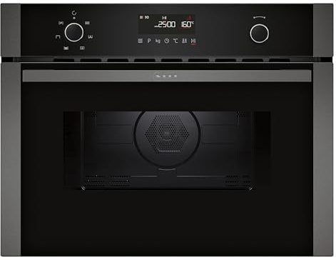 Neff N 50, C1AMG84G1, Einbau Mikrowelle mit Heißluft 60 x 45 cm, Easy Clean für schnelle Reinigung, LCD Display, 1-Touch Buttons, Automatikprogramme, Grill, Graphite-Grey