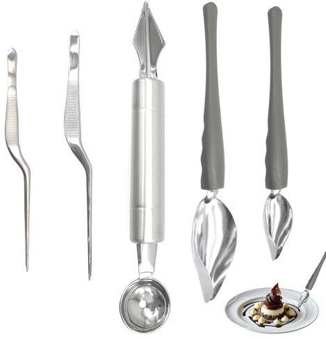 5 Pcs Stainless Steel Pointed Sauce Drawing Spoons,Drizzle Decorating Cooking Decorative Spoons Culinary Precision Drawing, for Decorating Plates Cake and Dessert