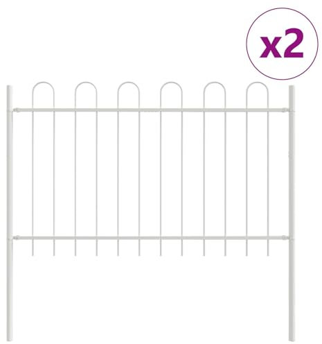 vidaXL Trädgårdsstängsel 2 pcs Vit 3,4 x 1,2 m Pulverlackerad stål, Trädgård och terrass, hållbart stålstaket, rektangulär utomhusbarriär, dekoration, avskiljare panel