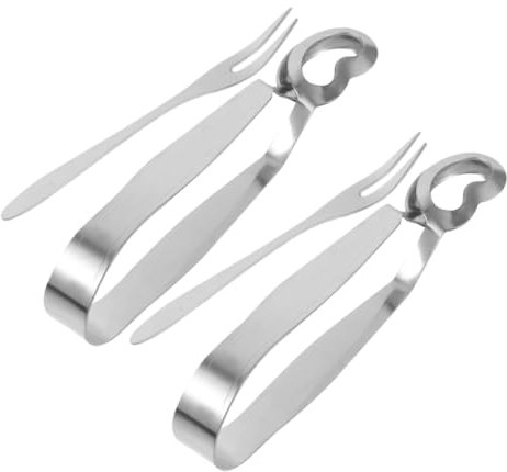 Alipis 4pezzi Pinze e Forchette Per Lumache in Acciaio Inossidabile Utensili Da Cucina Per Servire Lumache e Altri Di Mare Per Uso Ristoranti