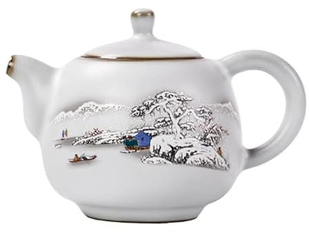 Teiere, teiere in ceramica, teiera bianca lunare in ceramica Ru teiera aperta in porcellana retrò cinese piccolo vaso singolo Kung Fu set da tè(D)