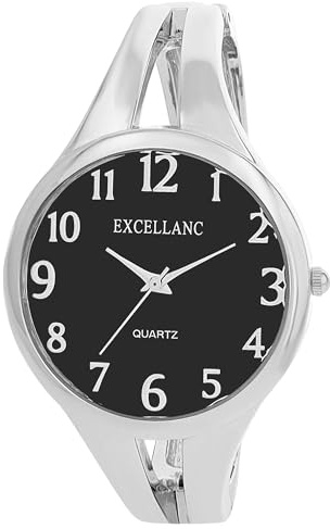 Excellanc Armbanduhr Damen Analog Braun Großes Ziffernblatt | Damenarmbanduhr arabische Ziffern mit Zugarmband | Damenuhr analog günstig für Senioren – klassisch & bequem