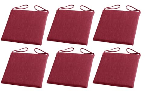 1/2/4/6 Pezzi Cuscini per Sedie, In Cotone e Lino con Lacci, Imbottitura in Schiuma e Fodere Sfoderabili, Per Cucina, Soggiorno, Giardino, Patio, Ufficio(Red,40 cm Set of 6)