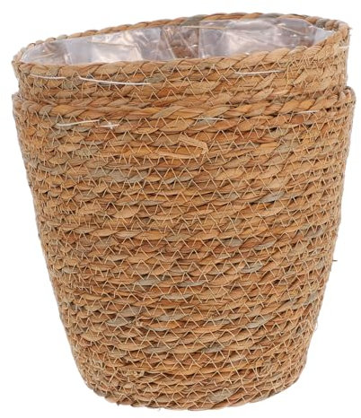 ifundom Maceta Tejida y Contenedores para Plantas De Pastos Marinos para Hogar y Sala De Estar, Juego De 2 Unidades, Fibra De Pastos Marinos Natural, Color Beige, Multifuncional y Decorativa
