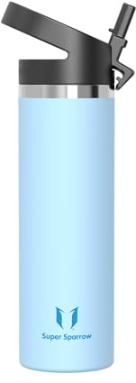 Super Sparrow Trinkflasche Edelstahl 750ml - Breite Öffnung SwivelSip Thermosflasche - BPA-Frei Thermoskanne, Ergonomisch Trinkflaschen Strohhalm für Sport, Travel, Schule, Outdoor