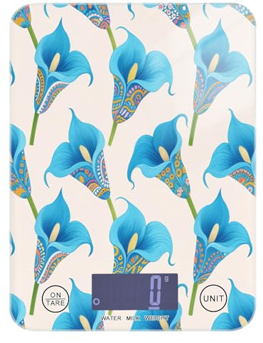 Bilancia digitale da cucina con display LCD, per alimenti, 5 kg/5 g, calle blu, bilancia da grammo e oncia, con 4 unità per spezie da cucina (batterie non incluse) peso digitale para comida