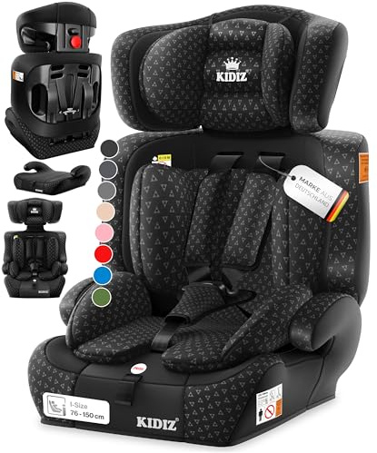 KIDIZ Seggiolino auto Triangle Premium per bambini, seggiolino auto | 9 kg - 36 kg 1-12 anni | gruppo 1/2/3 | universale | omologato secondo ECE R129/03