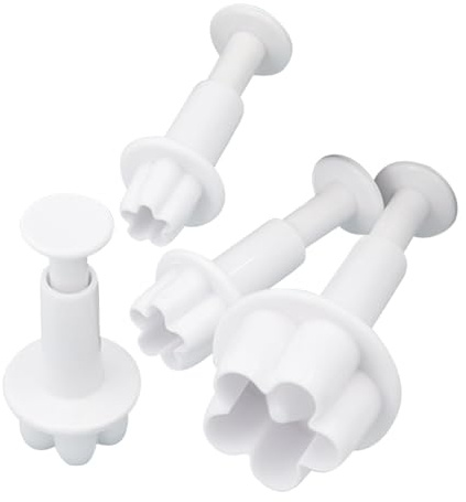 Taglierina di fiori fondente - 4 per biscotti a fiori per decorazione di torte | fondente biscotto per la cottura di decorazione per torta di Natale torta e altri scopi